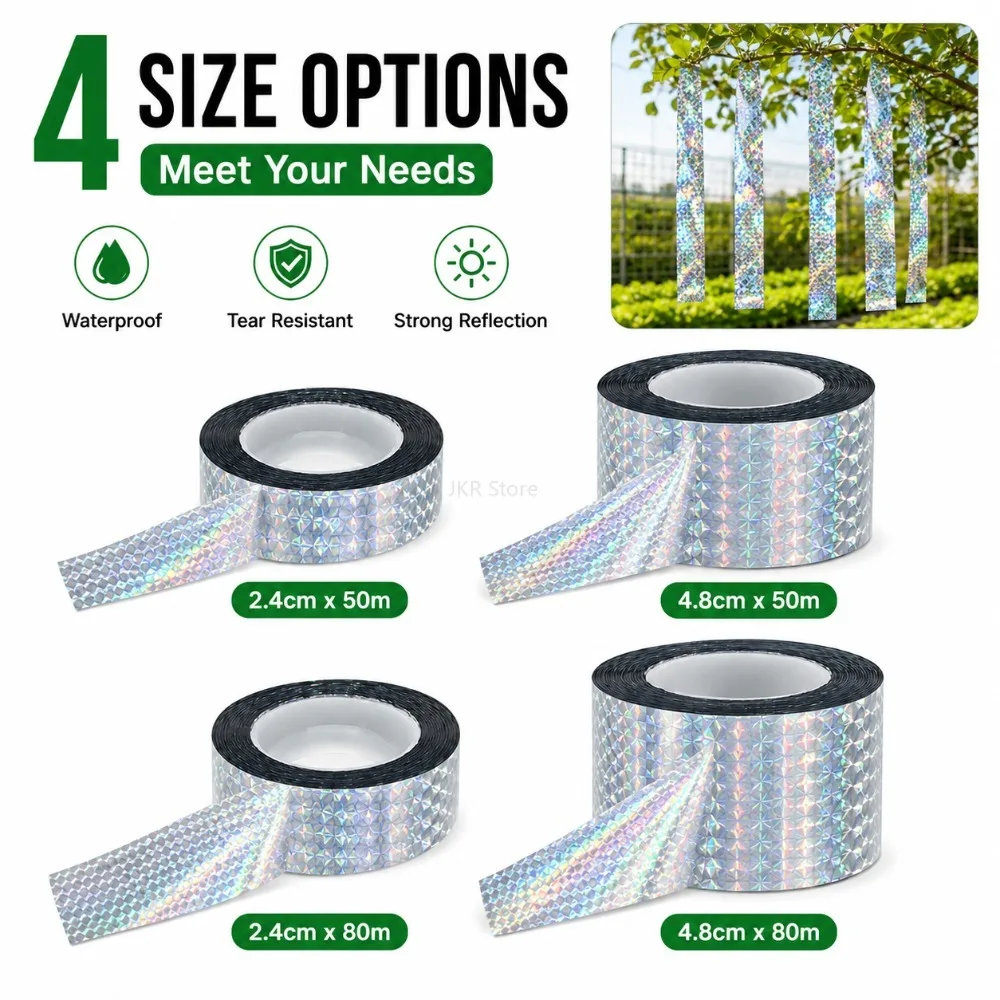 Double Side Reflective Bird Scare Tape Laser Deterrent Ribbon for Garden Orchard Farm Courtyard Pest Control Supplies Use