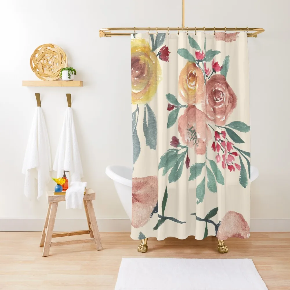 

Seamless Pattern with Blooming Watercolor Rose Shower Curtain Bathroom Box Shower Bath Shower Set For Bathroom Curtain