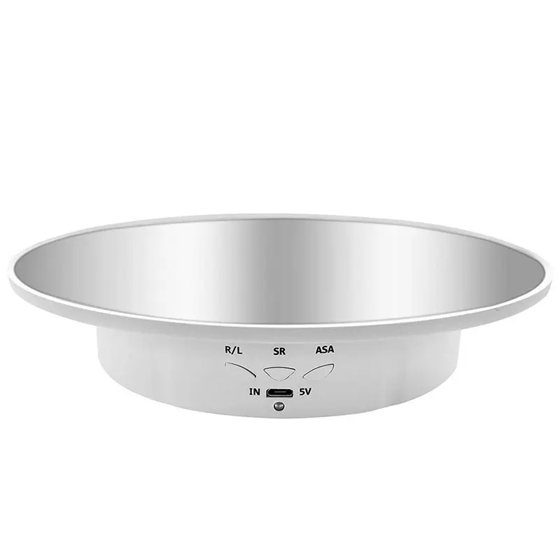 【Festival】4X Motorized Rotating Display Stand, 7.87Inch,Mirror Covered 360 Degree Turntable Display Stand For Photography (White