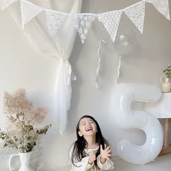 Kids Birthday White Lace Garland 18th 20th Party Photography Props Baby Shower Crochet Banner