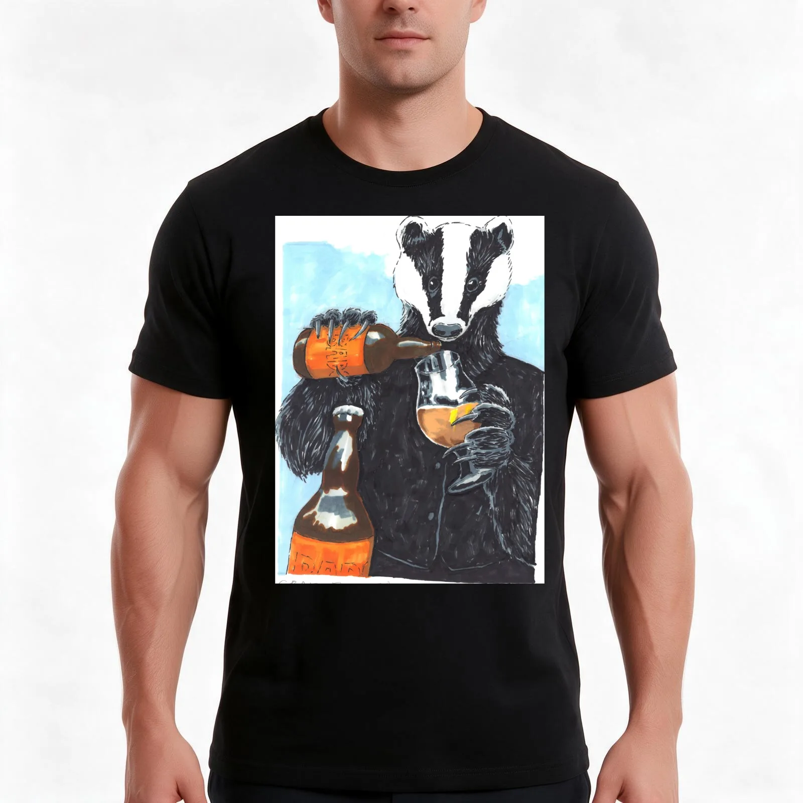 Craft Beer Badger T-Shirt Summer Casual Cotton Tee Oversized Streetwear Tops Vintage Graphic Print Loose Fit Short Sleeve