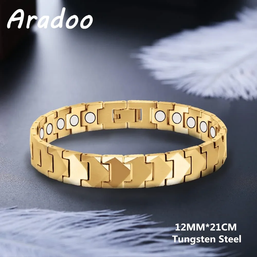 ARADOO Magnetic Tungsten Bracelet Titanium Steel High Gauss Anion Anti-Radiation Slimming Therapy Bracelet