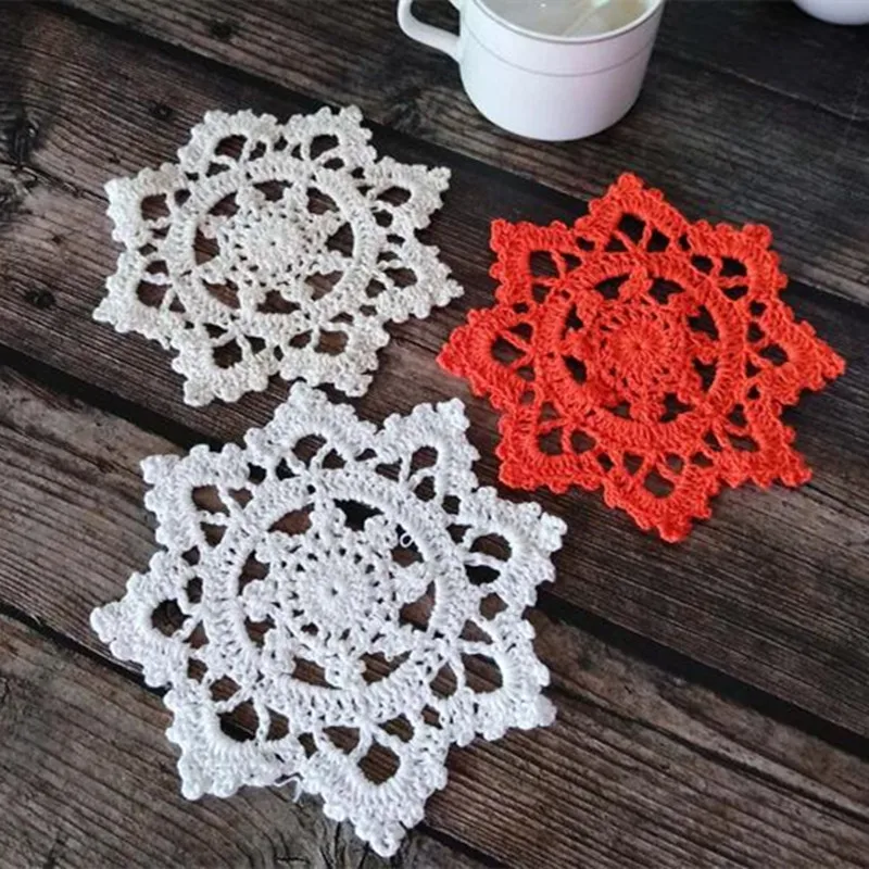 2024 Modern Cotton Placemat Cup Coaster Mug Kitchen Drink Table Place Mat Cloth Lace Crochet Tea Dish Doily Handmade Dining Pad