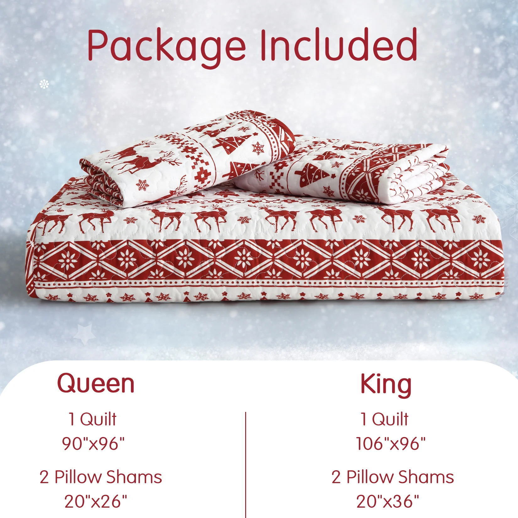 Christmas Quilt Set Queen Size - Boho Bedspread Coverlet Sets with Christmas Tree Reindeer Snowflakes Reversible Pattern