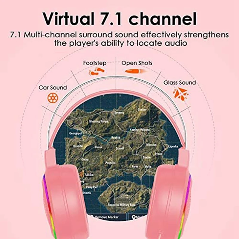 Computer Gaming Headset With Noise-Canceling Microphone 7.1 Surround Sound USB Head-Mounted RGB Gaming Headset