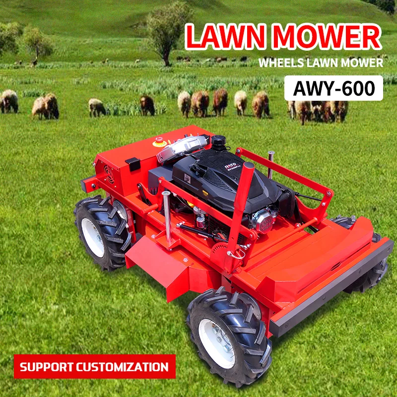 Customized CE EPA wheeled RC lawn mower robot 4WD 225CC remote control lawn mower for farmer