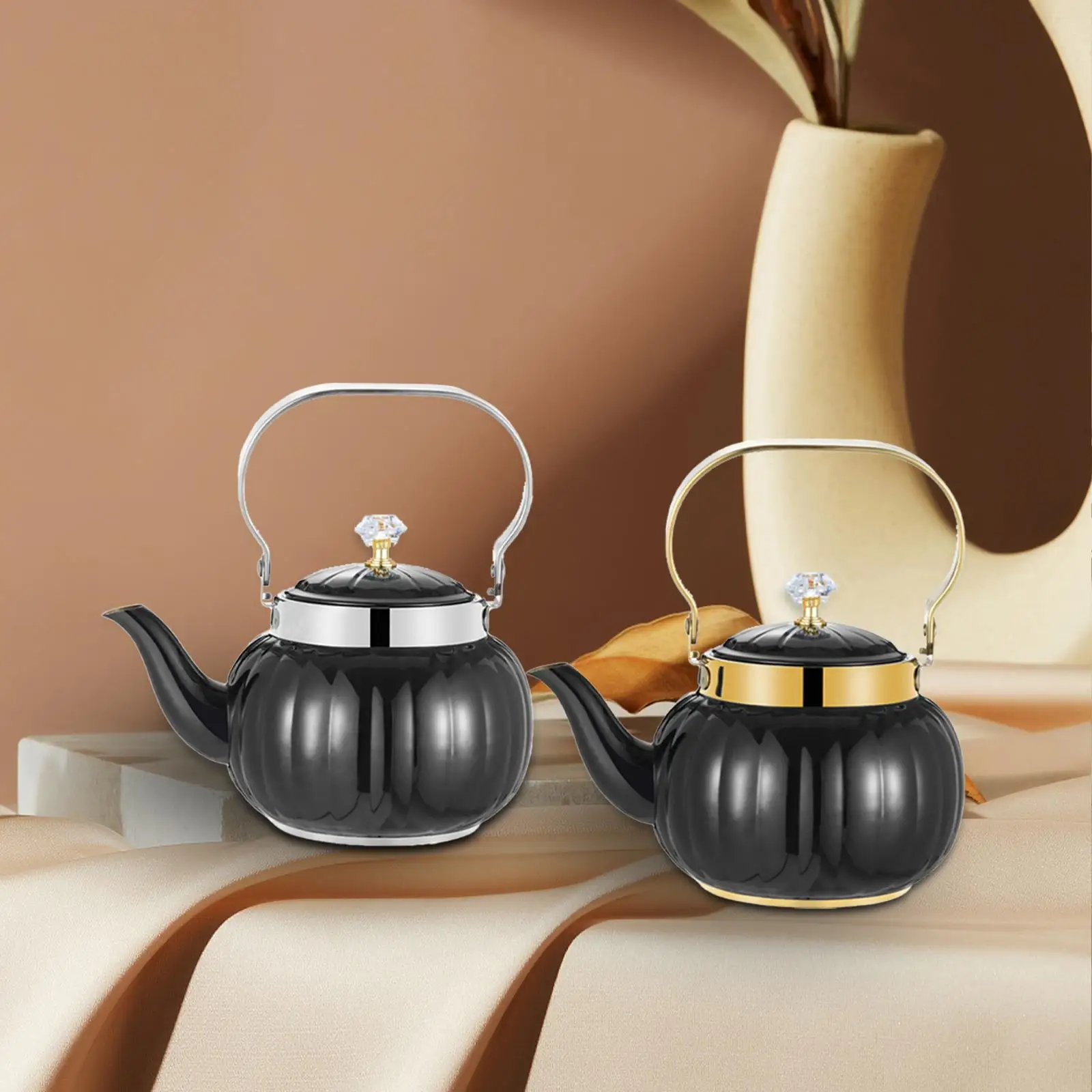 Water Boiled Pot Pumpkin Shape Classic Lightweight Stovetop Tea Kettle for Home Commercial Camping Brewing Tea or Coffee Outdoor