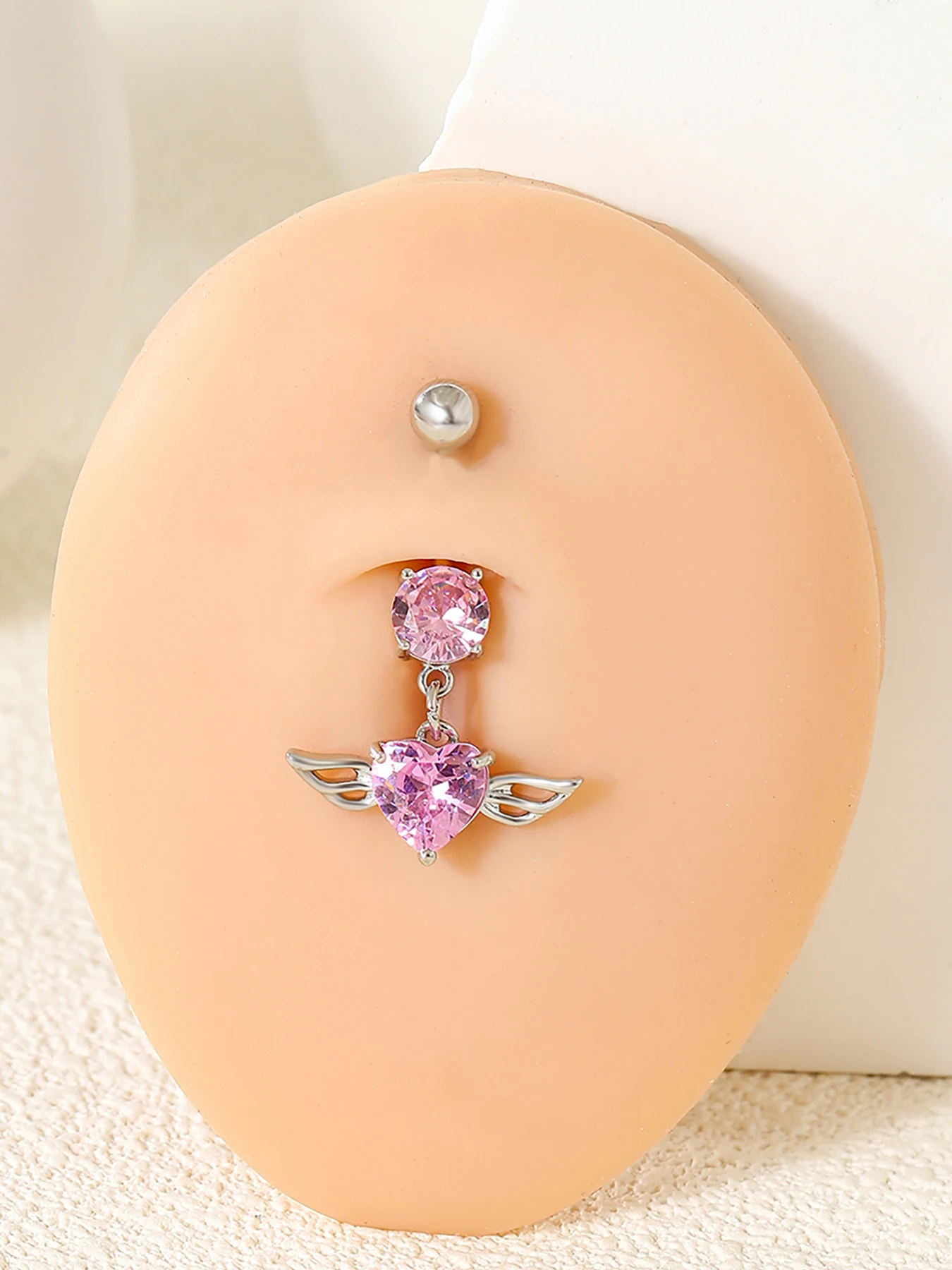 1pc Fashion Gorgeous Y2K Wings Heart Shape Zircon Navel Ring for Women Close-fitting Piercing Body Jewelry Party Jewelry