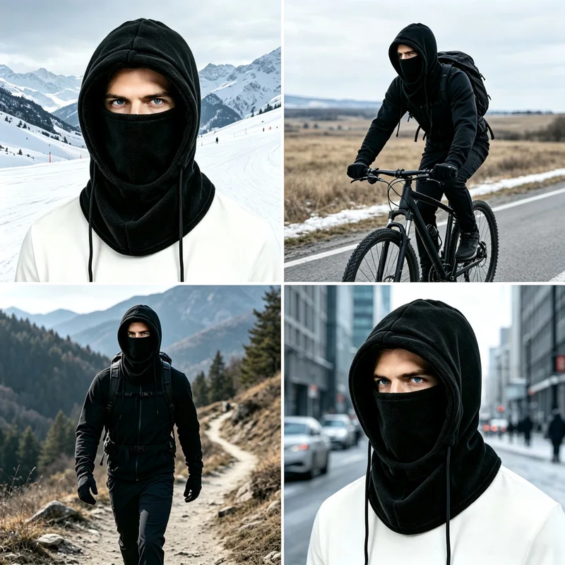 Winter Fleece Balaclava Hat Unisex Thick Warm Windproof Full Face Mask Neck Ear Cover Outdoor Cycling Ski Cold Weather Hood