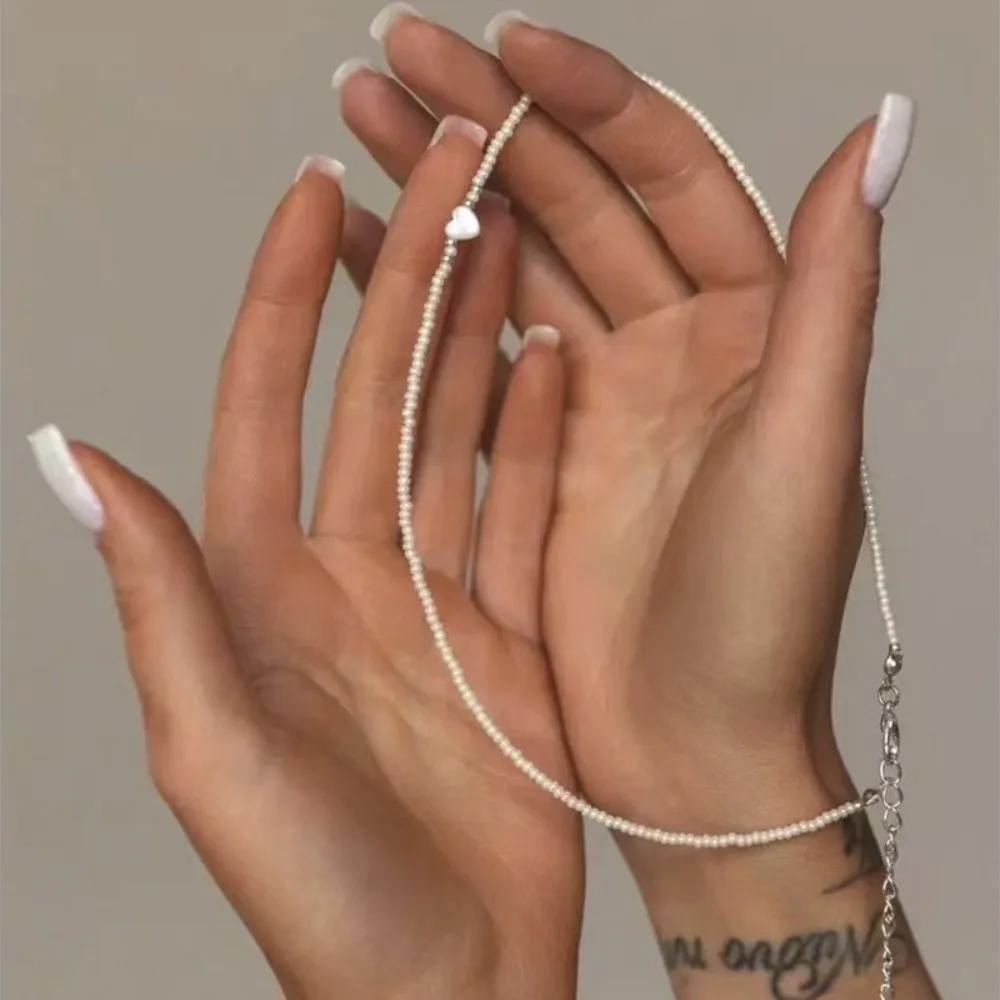 Simple Temperament White Natural Shell Heart Shape Rice Beads Beaded Bracelets Anklets for Women Charm Jewelry Accessories Gifts - view 3
