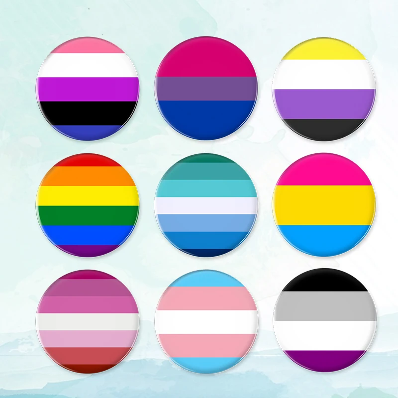 2023 New Pride Flags Badge Brooch Bisexual Gay Lesbian Flag Button Pin Backpack Decoration Pins Round Jewelry Women Gift