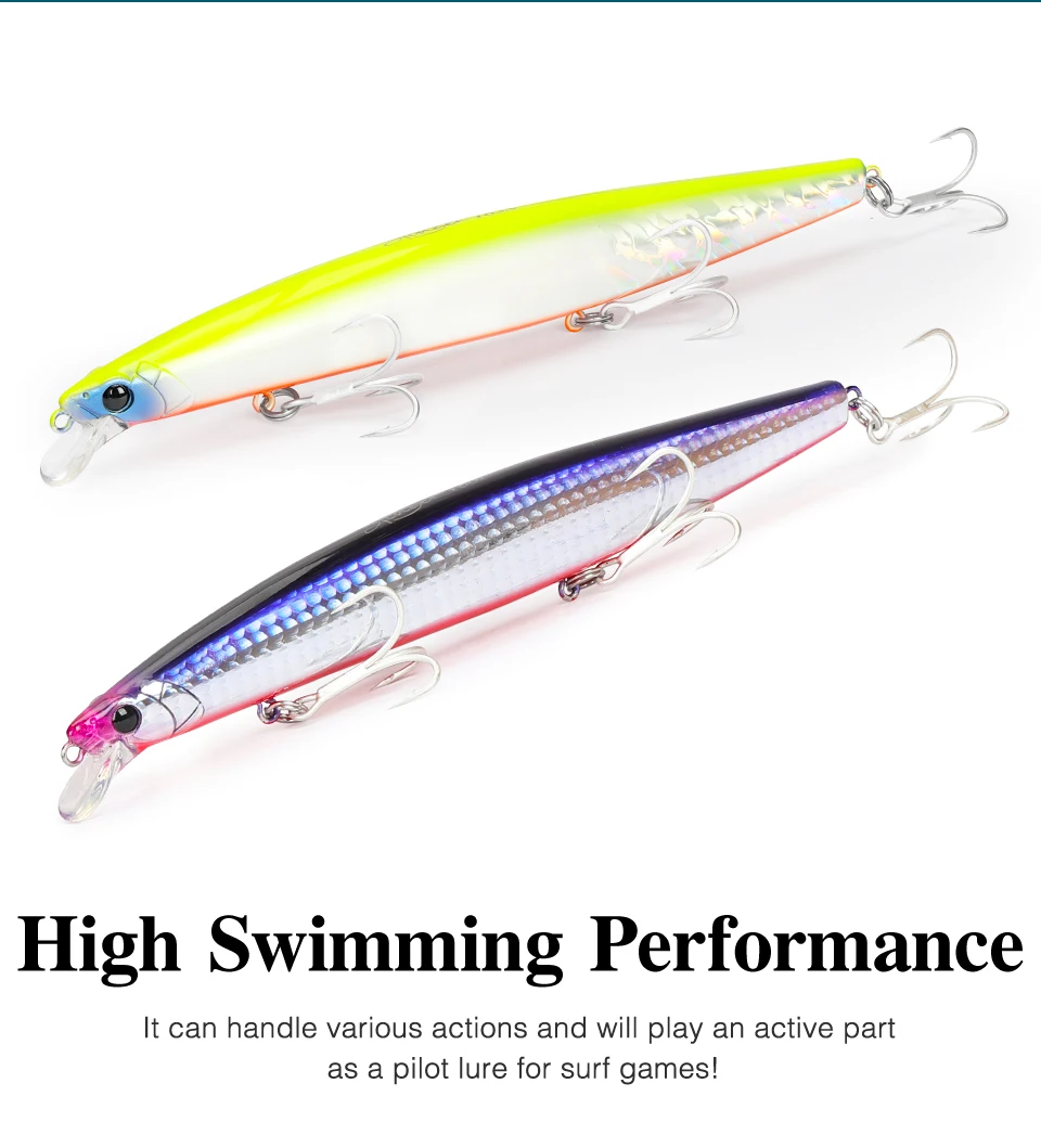 TSURINOYA 163S Ultra Long Casting Sinking Minnow Sea Fishing Lure STINGER 163mm 34.2g Seabass Tuna Saltwater Large Hard Baits