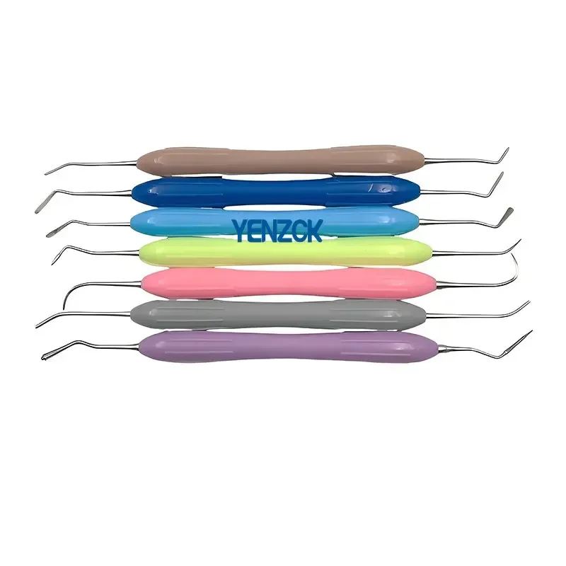 1 / 2 Sets Dental Double Ended Stainless Steel Resin Filler Set Composite Resin Filling Spatula Silicone Handle