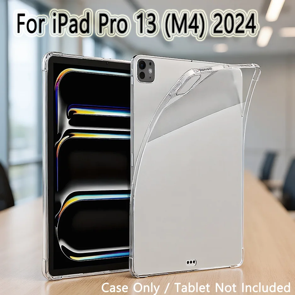 

Для iPad Pro 13-дюймовый чехол M4 (2024) A2905 A2926, тонкий и легкий, прозрачный | Защита от ударов и падения | Устойчивость к пожелтению |
