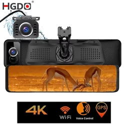 HGDO 12'' 4K Car Dash Cam with Mount Video Recorder IMX415 Rear View Mirror Camera GPS Wifi Registrar 24h Monitor Dvr BOX