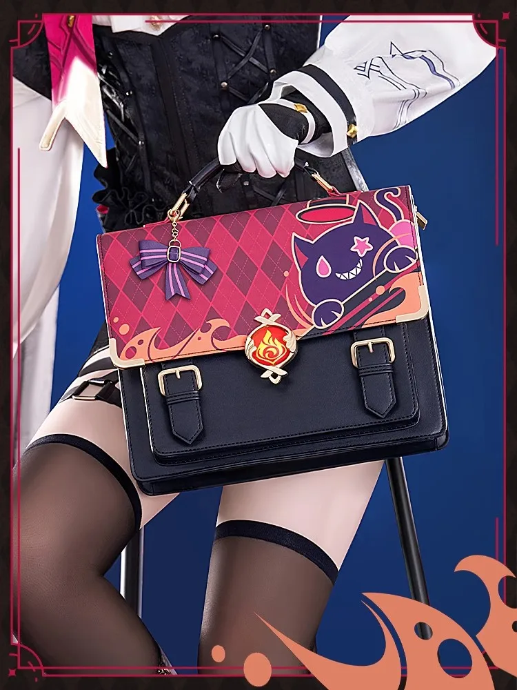 In Stock Genshin Impact Lyney Doujin Vision Backpack Anime Cosplay Accessories PU Student Handbag JK Lolita Shoulder Bag Gifts