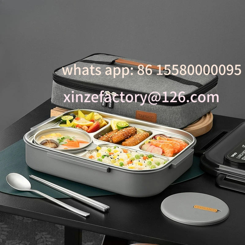 

Customizable 5 grid bento box 304 stainless steel large capacity