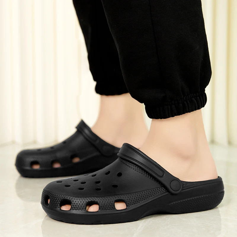 Unisex-Adult Clogs Sandals Men Women Beach Slippers Couple's Hole Shoes Baotou Soft Soled Sandals Garden Shoes