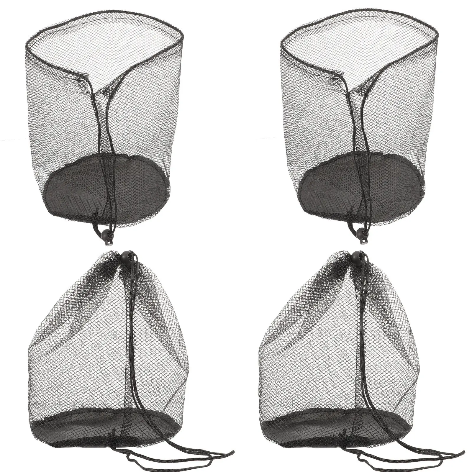 4Pcs Portable Mesh Cone Bag Drawstring Lightweight Foldable Sports Storage Pouch for Fitness Meditation Outdoor Training Gear