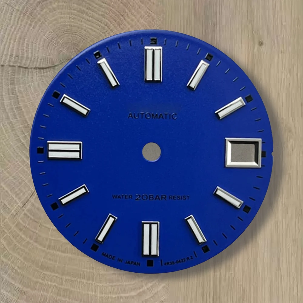 28,5 mm S Logo NH35 quadrante quadrante opaco adatto al movimento NH35 C3 forte verde luminoso giorno solo NH35 accessori per la modifica dell'orologio