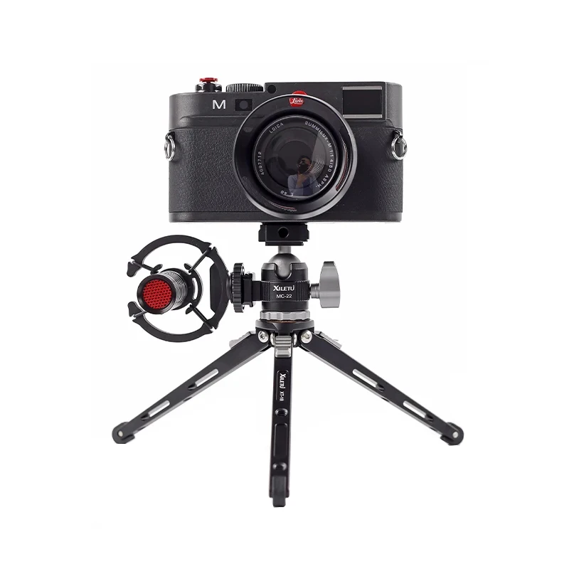 XILETU MC22 XT18 Mini Double Cold Shoe Ball Head Desktop Stand Tripod for Phone Mirrorless Camera Microphone With 1/4 Screw Hole