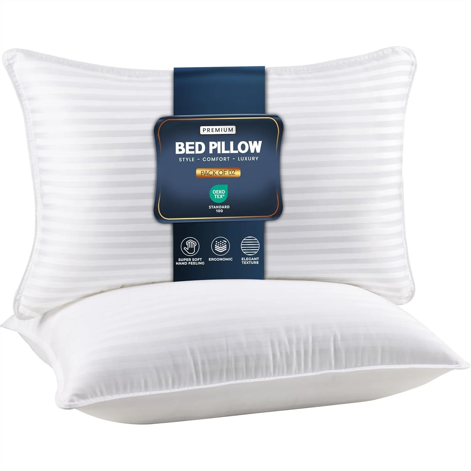 

Queen Pillows Set of 2 for Sleeping, Down Alternative Bed Pillows with Soft Support for Back Stomach or Side Sleepers