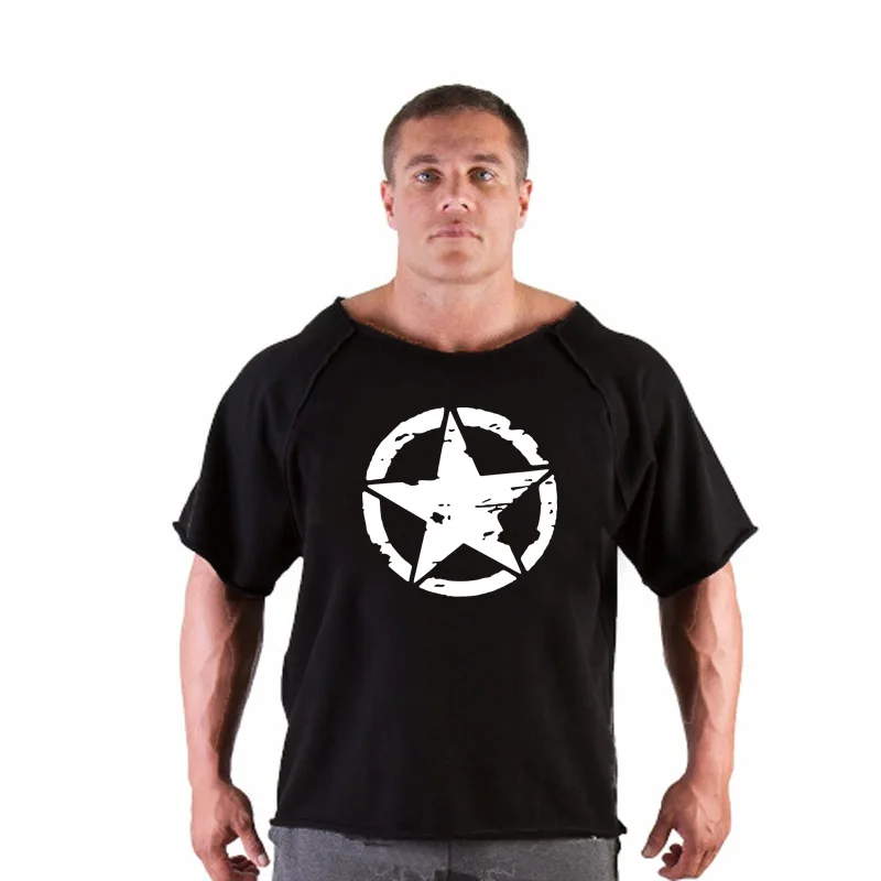 Men\'s T Shirts Fitness Men Bodybuilding Shirt Batwing Sleeve Rag shirt Gym Fitness Muscle Running T shirt