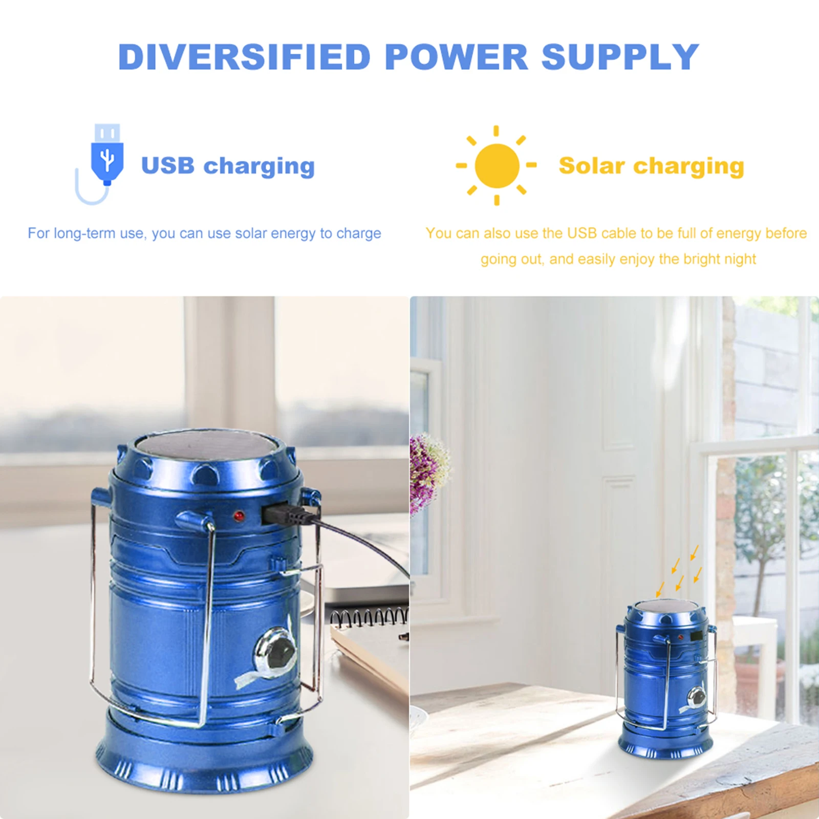 Foldable Emergency Lamp 1 Modes Handheld Lamp USB Rechargeable for Night Working