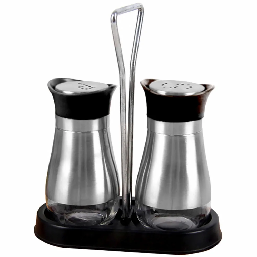 

Stainless Steel Glass Seasoning Bottle Set 8pcs Thickened Anti Skid Condiment Can Seal Lid Spice Cruet Holder Kitchen