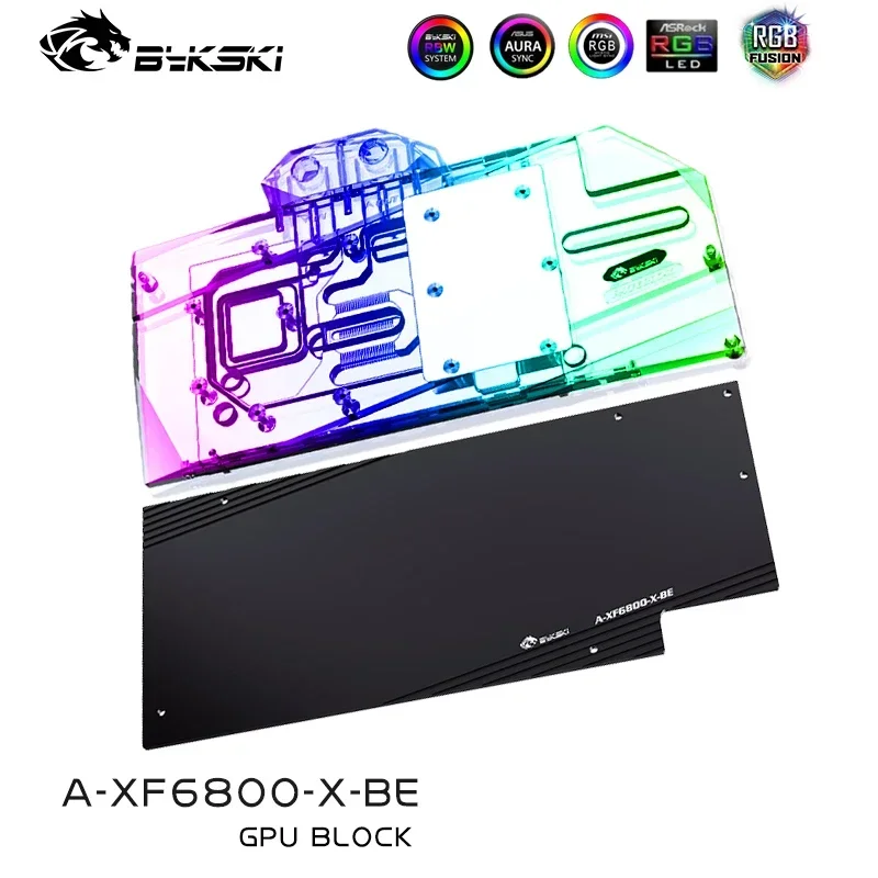 Bykski gpu bloco de água rgb para xfx amd radeon rx 6800 série placa gráfica, cobre vga cooler radiador + backplate, A-XF6800-X