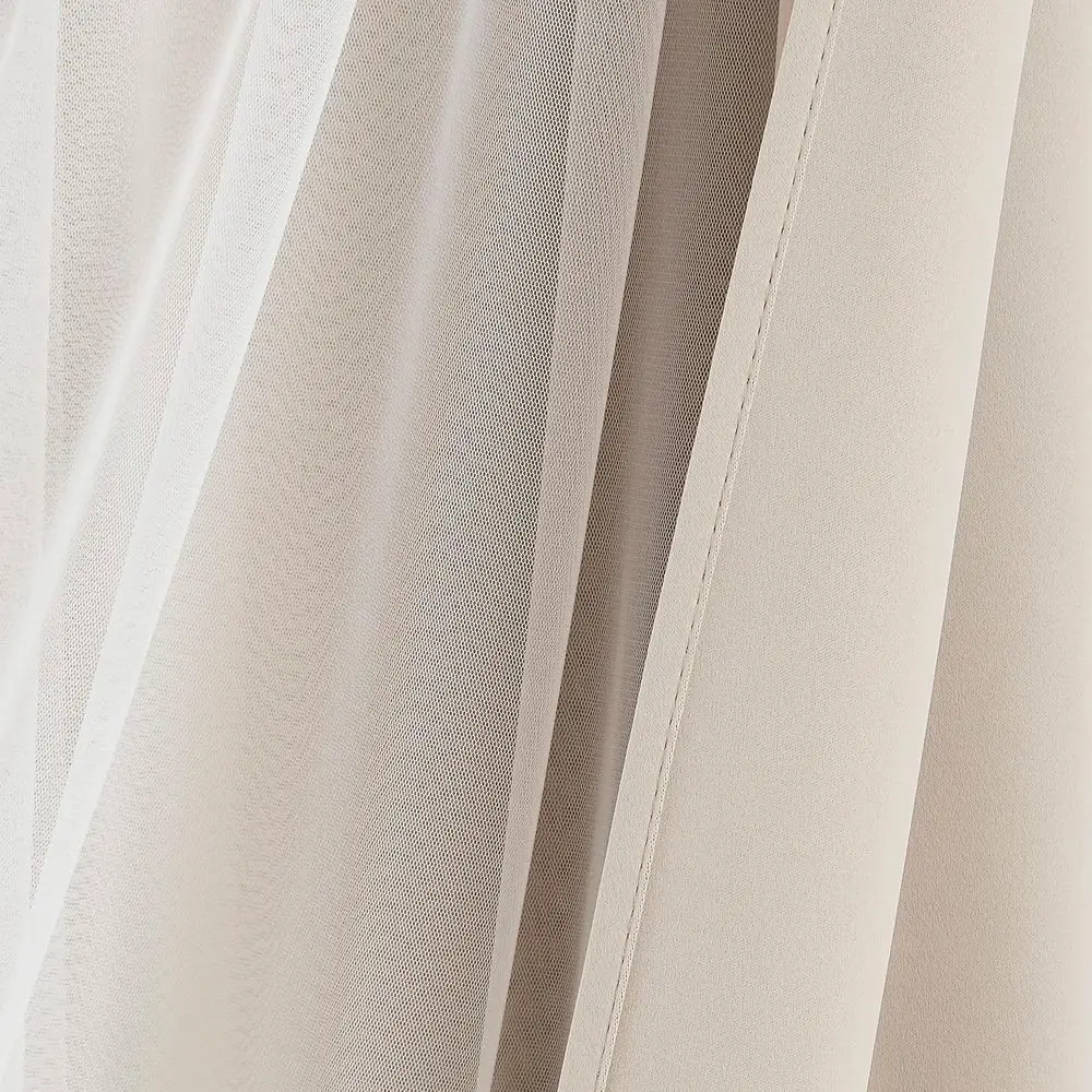 단열 베이지 커튼 63x54 쉬어 오버레이 포함, 믹스 앤 매치, 거실용 그로멧 탑