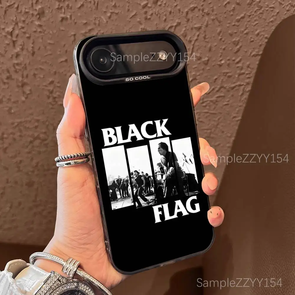 حافظة هاتف My War بعلم أسود لهاتف iPhone 17,16,15,14,13,12,X,8,Pro,Max,Plus,E,SE4,Air,Mini Black IMD Matte