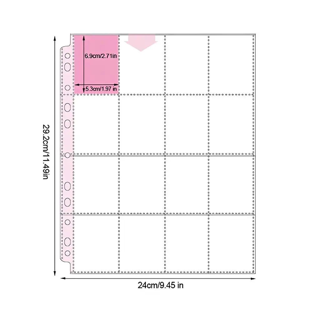40/60pcs Loose-leaf 16 Grid Card Holder Pages Clear Plastic 9-Hole Sheets for Trading Cards Photos Collectibles Storage YMY - view 2