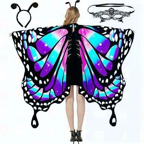   Costume de spectacle pour femmes, poinçon aux ailes adient, Cape rotative d'halloween, Costume de scène de décoration
