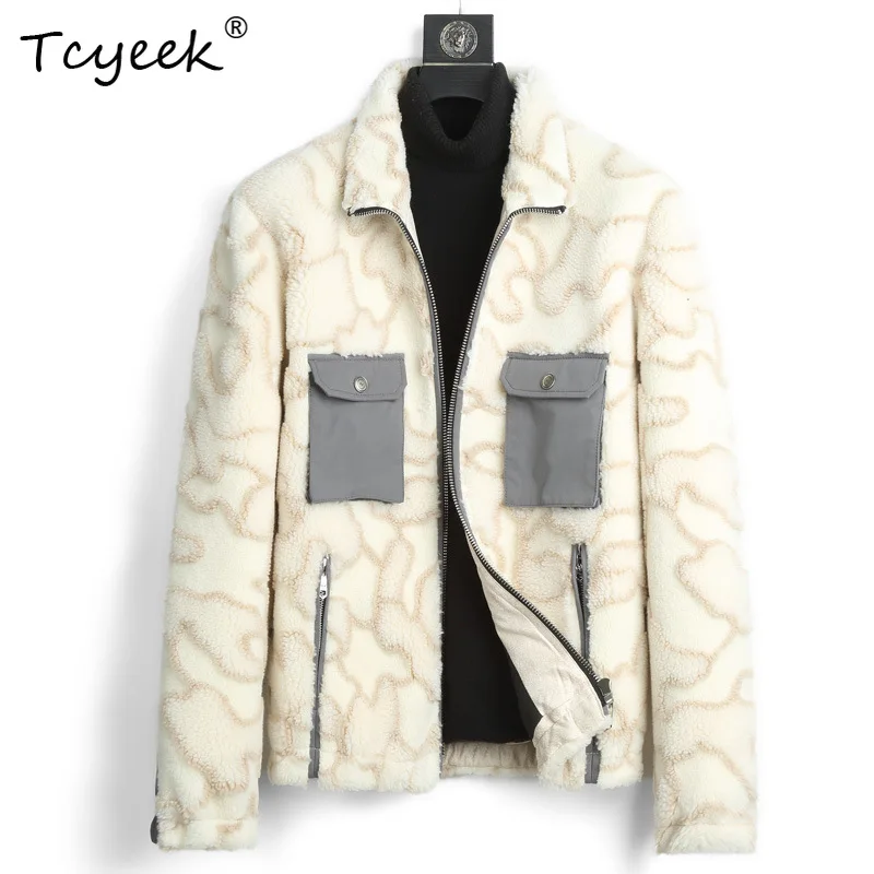 Tcyeek 30% Wool Coats Warm Sheep Shearling Jackets Man Slim Fit Fur Coat Men Winter Clothes Mens Fur Jacket Coat 2025 Abrigos