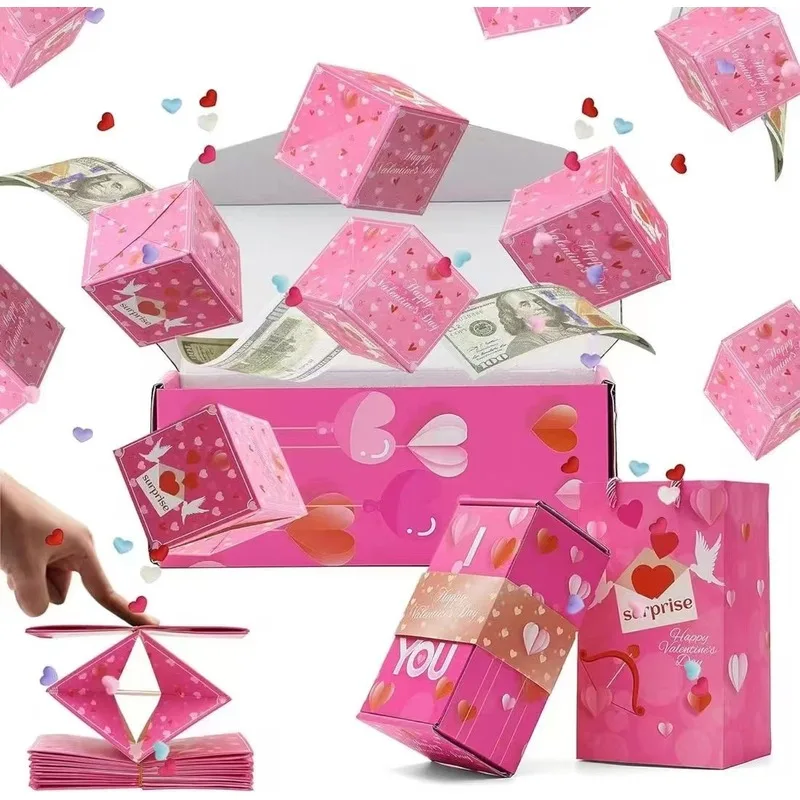 20pcs/6pcMoney Pop Up Gift Box Valentine's Day Love Theme Surprise Bounce Gift Box Birthday Gift Cash Box Party Favors Valentine