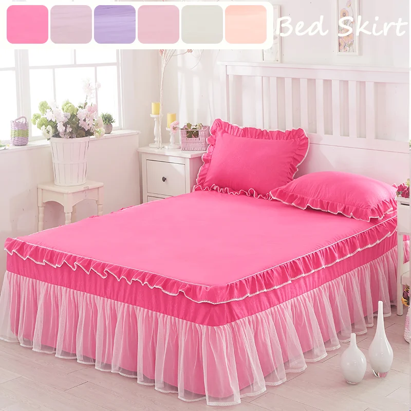 Premium Elegant Princess Style Lace Bed Skirt Wear-Resistant Mattress Protector Anti-Slip Fitted Bed Cover for Single Double Bed