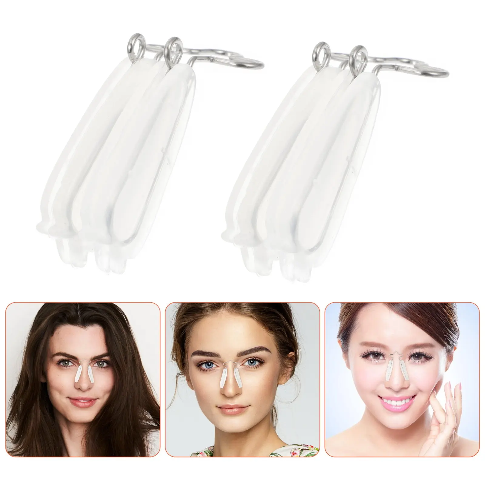 

2 шт. силиконовые эргономичные зажимы для коррекции формы носа, премиум-класса, для выпрямления и утончения переносицы, инструмент для ежедневного использования