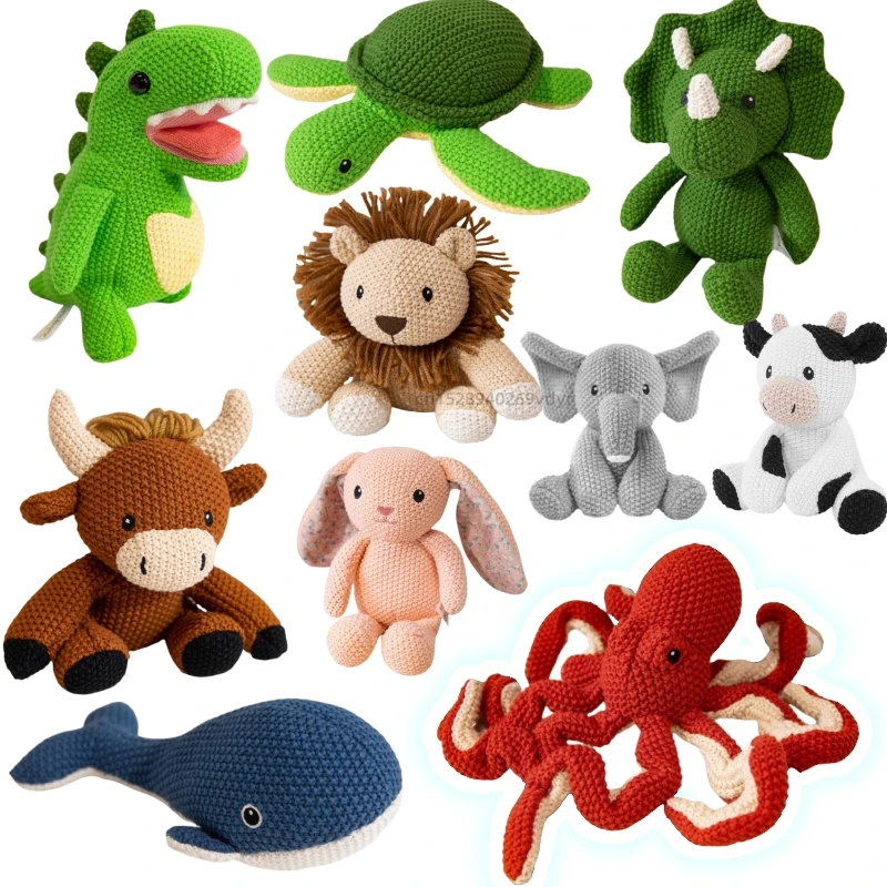 

Handmade Knitted Animal Doll Elephant Bear Rabbit Fox Crochet Doll Baby Soothing Toy Baby Educational Toy Birthday Xmas Gifts