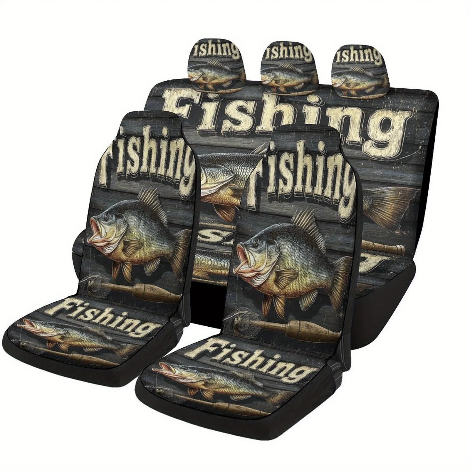 

Fishing Sign Designed Car Seat Cover Set For Most Cars, Trendy High-quality Car Seat Protector Covers Full Set, Universal Car Se