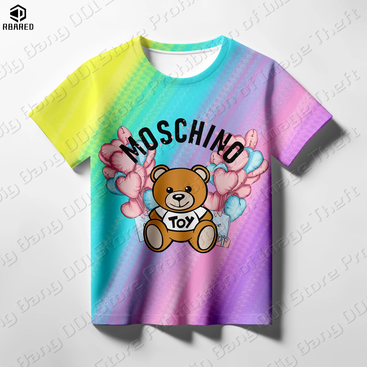 Moschino Violent Bear 2024 Summer New Children's T-shirt 3D Printing Cartoon Birthday Gift Clothes Child Girl Tops Kids Top Baby