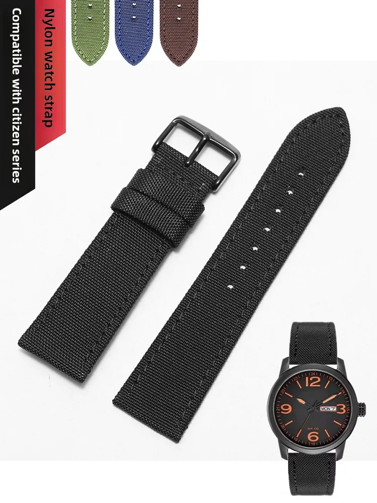 Woven Nylon Watch Strap for Men for Citizen Light Kinetic Energy BM8475 BM8475 Air Hawk Darth Vader