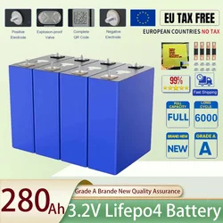 Batteria ricaricabile LiFePO4 da 4 pezzi 3.2V 280Ah, nuova piastra in rame senza grado A adatta per batteria fai da te 12V 24V 48V esente da tasse