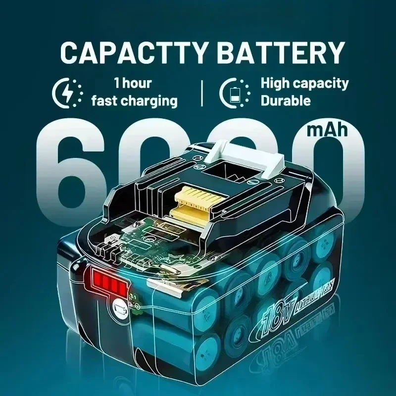 

【Fast Delivery】BL1860 18V 6Ah Lithium Rechargeable Battery For Makita BL1830 BL1860B18V Battery