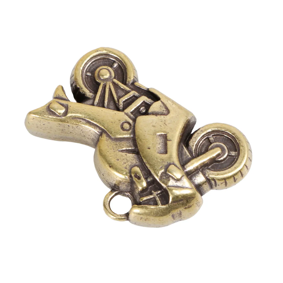 Golden Motorcycle Pendant Keychain Charms Unique Design Hanging Decor for Necklace Sweater Chain DIY Jewelry Accessories