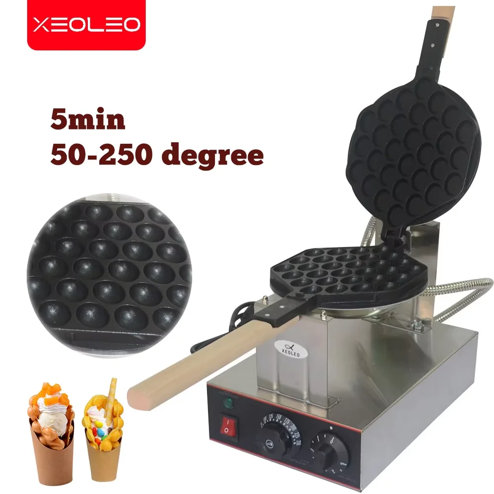 XEOLEO Electric Egg Bubble Waffle Maker 1400W QQ Eggs Waffle Machine Hongkong Eggettes Puff Waffle