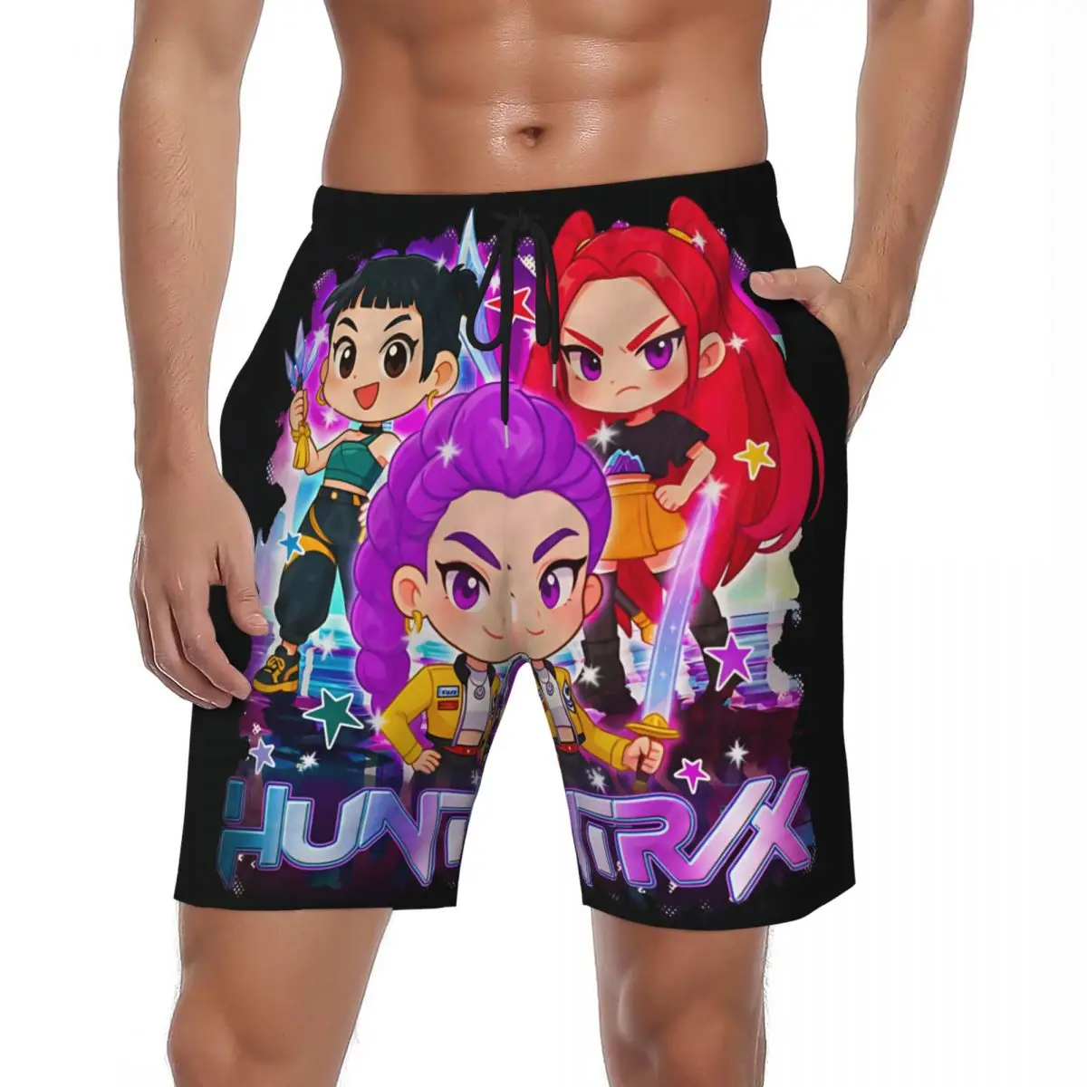 

Купальники Huntrix Girl Kpop Demon Mira Rumi Joey Board Shorts Летние забавные пляжные шорты Мужские спортивные быстросохнущие пляжные плавки для серфинга