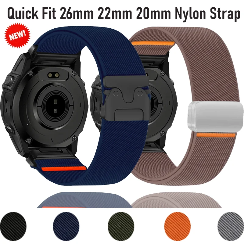 Quick Fit 26 mm 22 mm 20 mm Nylonarmband für Garmin Fenix ​​8-Tactix8-Quatix 8, bequemes Armband für Forerunner 965-970/Instinct 3