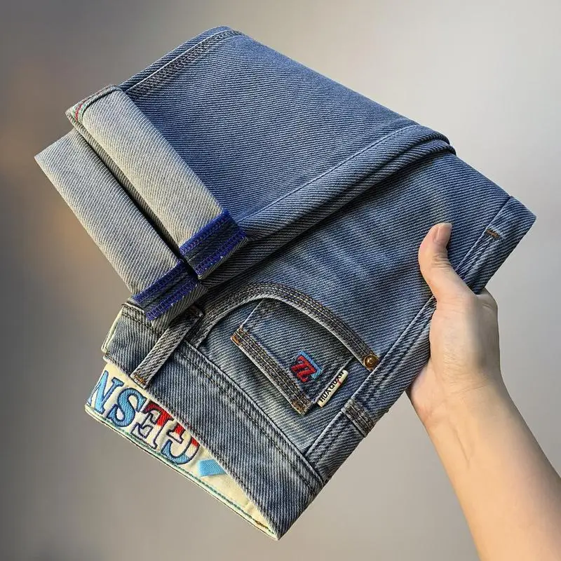 2026 summer men's jeans, luxury casual slim-fit stretch thin pants, versatile basic men's pants for daily use.