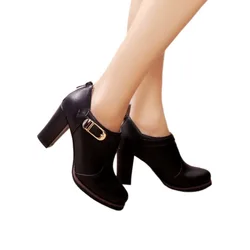 Women High Heels Sapato Feminino Big Size 45 46 47 48 Round Toe Ankle Height High Quality Soft Fashion Pumps Ladies Shoes 07-2